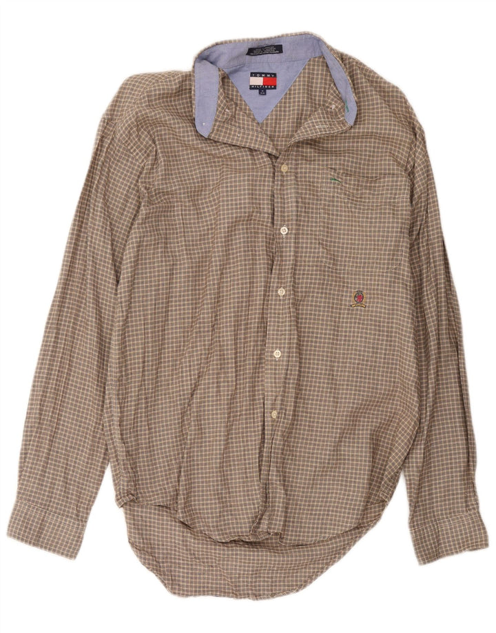 Tommy Hilfiger herreskjorte medium brun ternet bomuld
