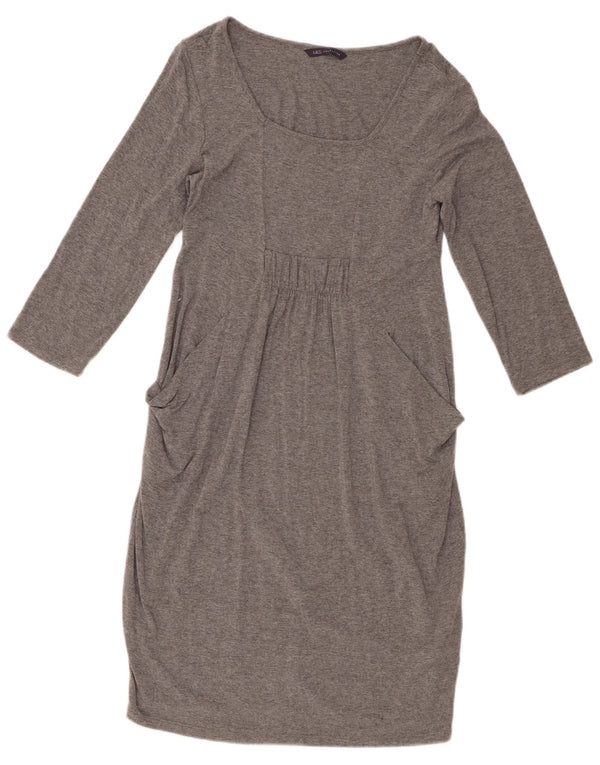 Marks & Spencer Dame 3/4 ærmet Shift Dress UK 10 Small Grey Viscose