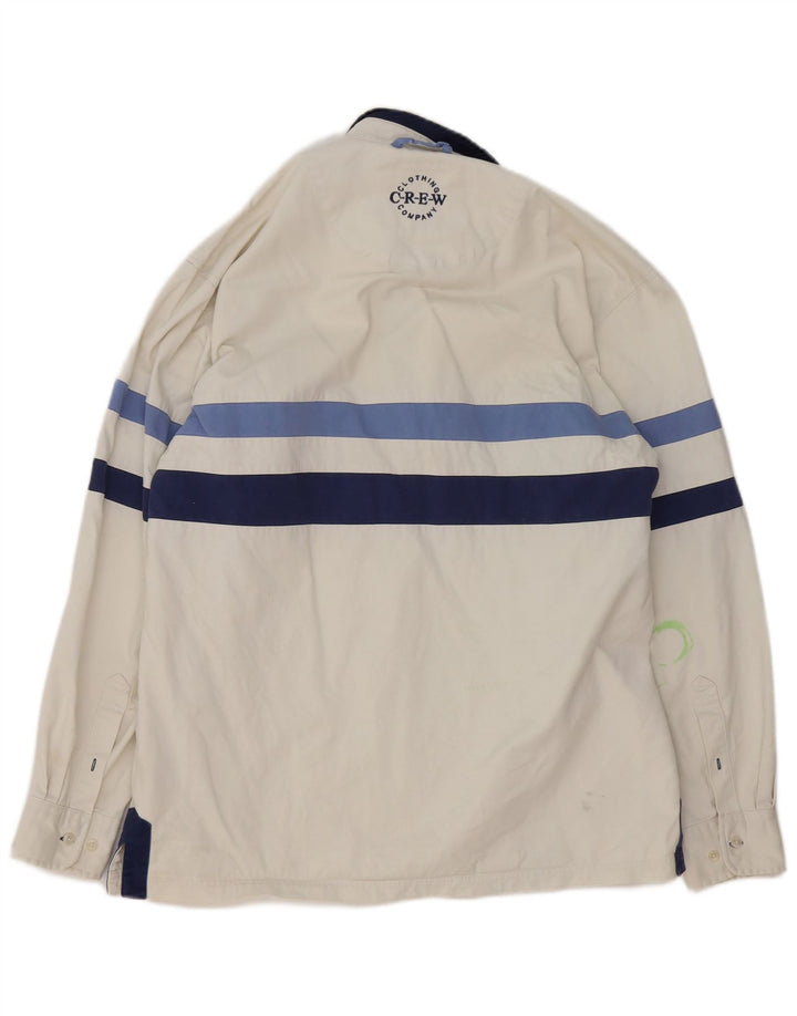 Crew Clothing Herre Pullover Shirt Medium hvid stribet bomuld