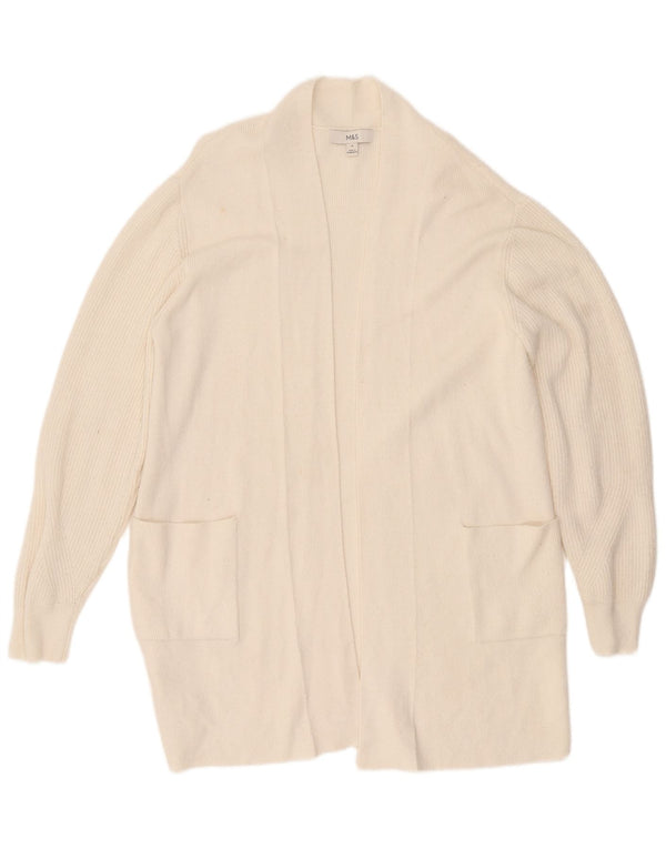 Marks & Spencer Dame Longline Åben Cardigan Sweater UK 16 Large Off White