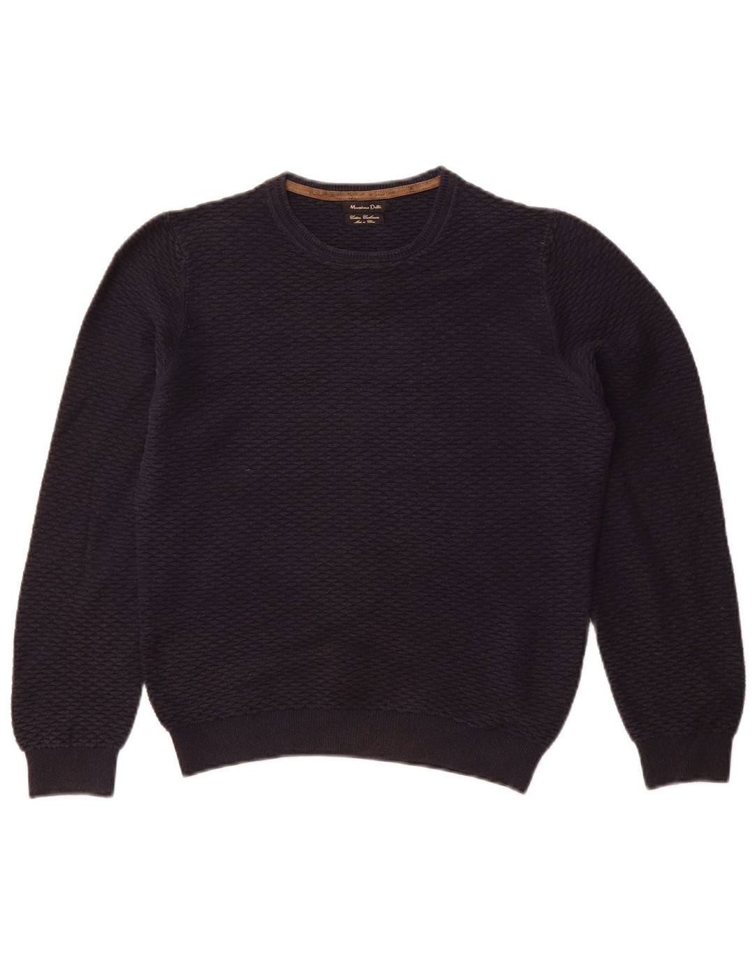 MASSIMO DUTTI Dame Boat Neck Jumper Sweater UK 10 Small Navy Blue Bomuld