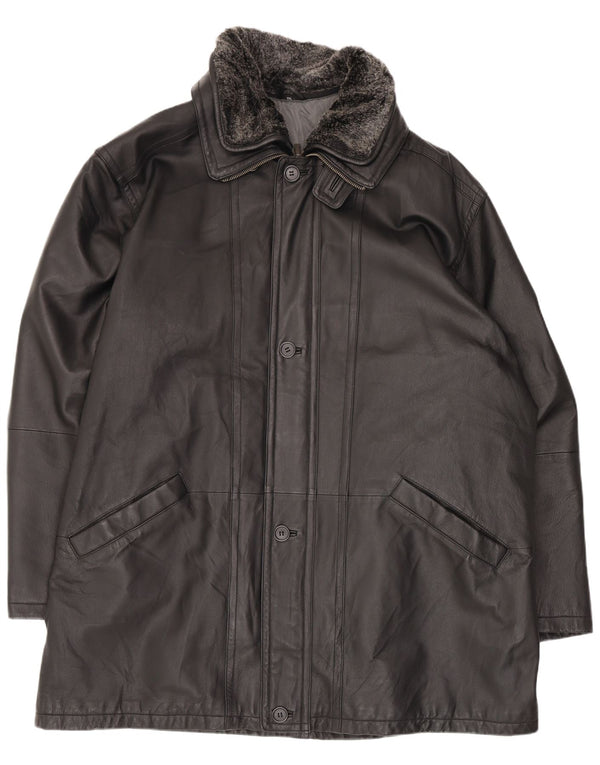 Vintage herre læderfrakke UK 44 2XL Sort