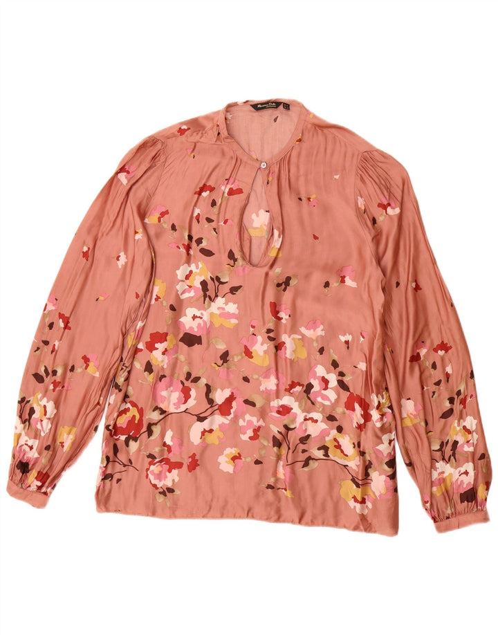 Massimo Dutti Dame bluse Top EU 40 Medium Pink Floral Viscose