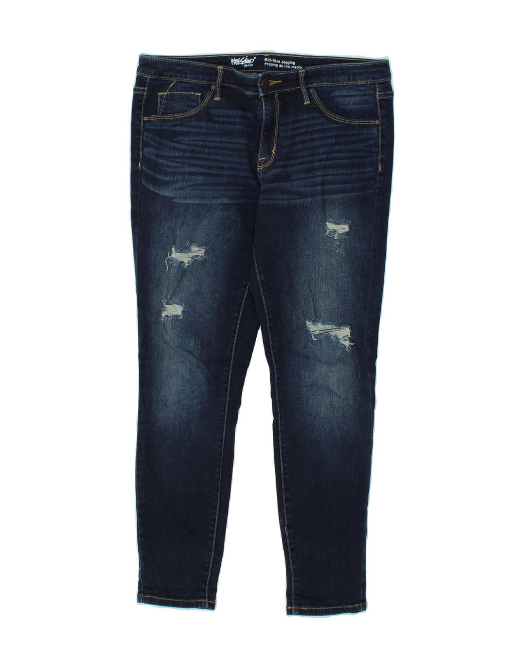 MOSSIMO Womens Distressed Mid Rise Jegging Jeans US 12 Large W31 L27 Blue Vintage Mossimo and Second-Hand Mossimo from Messina Hembry 