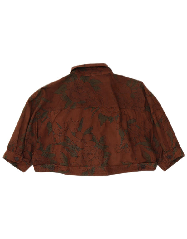 Vintage Dame Loose Fit Bolero Jacket UK 14 Medium Brown Floral