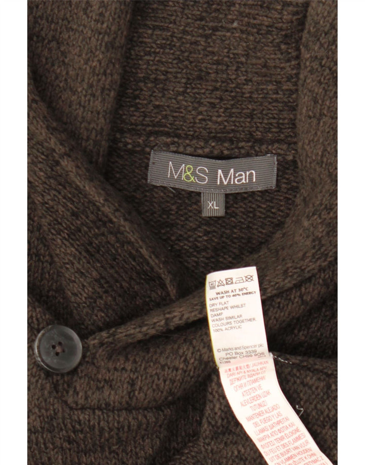 Marks & Spencer Herre Shawl Neck Jumper Sweater XL Grå Akryl
