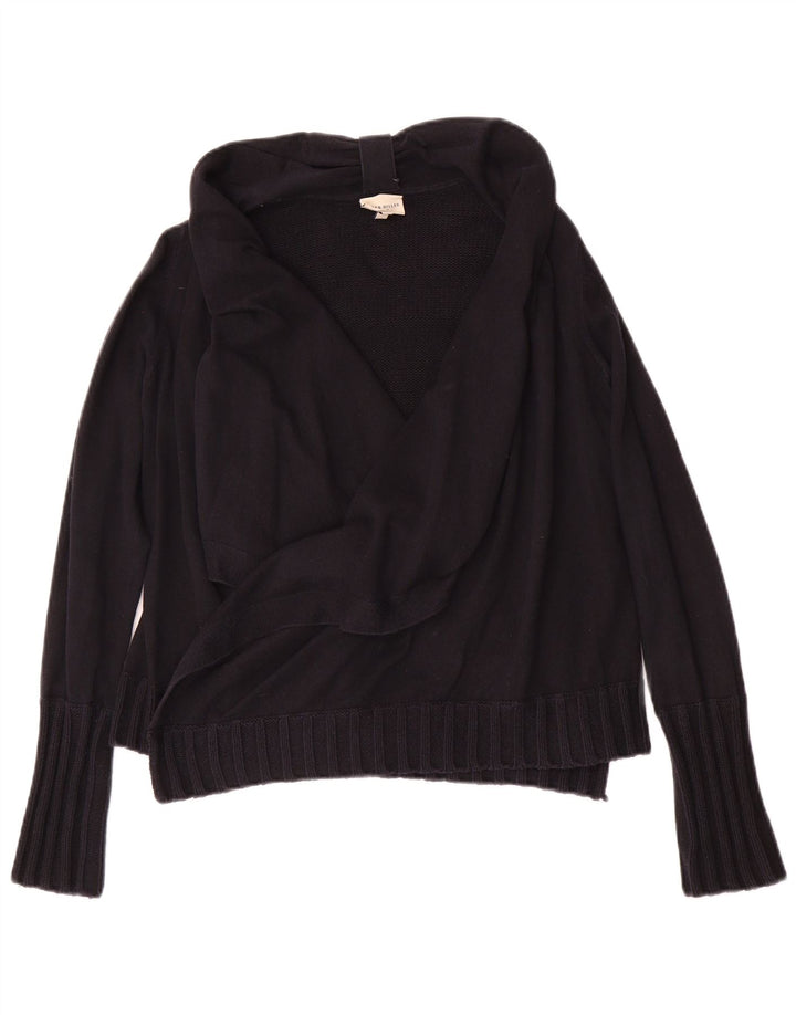 KAREN MILLEN Womens Open Cardigan Sweater UK 2 2XS Sort Bomuld