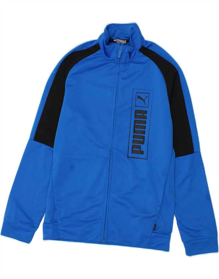 PUMA Boys Graphic Tracksuit Top Jacket 13-14 Years  Blue Colourblock Vintage Puma and Second-Hand Puma from Messina Hembry 