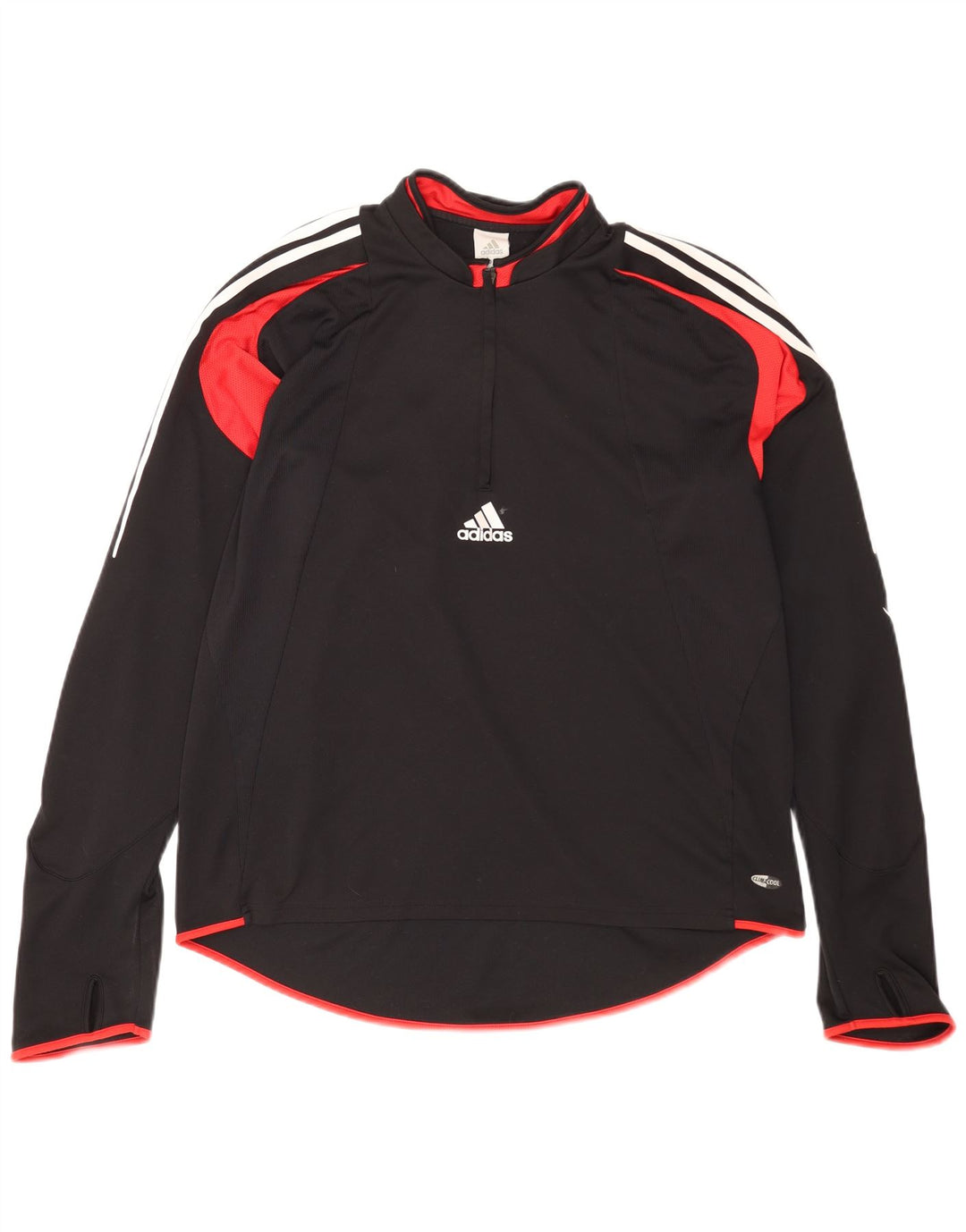Adidas Herre Climacool Pullover med lynlås-hals Træningsdragt Top XL Sort Colourblock