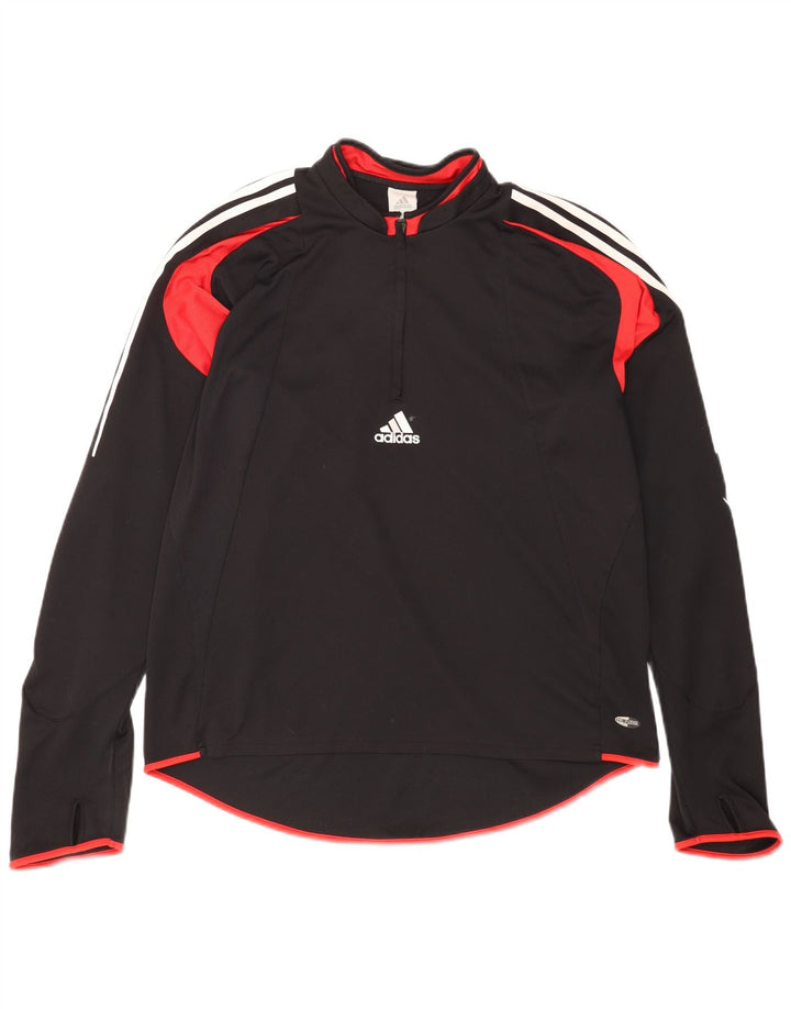 Adidas Herre Climacool Pullover med lynlås-hals Træningsdragt Top XL Sort Colourblock