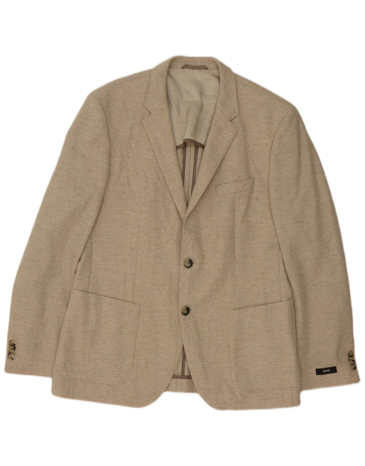 Hugo Boss Herre 2-knaps blazerjakke EU 52 XL Beige Virgin Wool