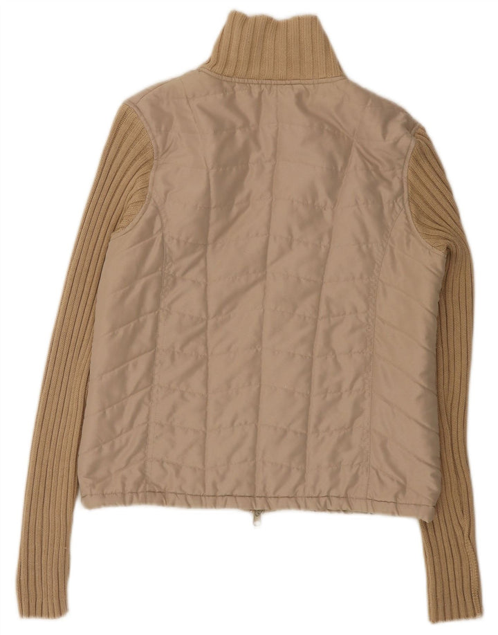 Vintage bomberjakke til kvinder EU 36 lille beige polyester