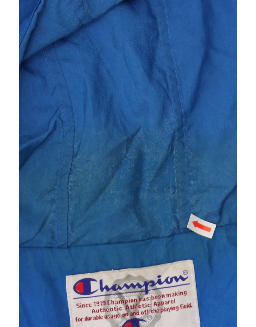 CHAMPION Mens Hooded Rain Jacket UK 40 Large Blue Nylon Vintage Champion and Second-Hand Champion from Messina Hembry 