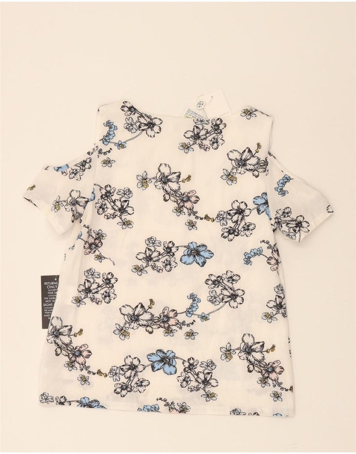 MARC ANGELO Womens Off Shoulder Top UK 8 Small White Floral Polyester Vintage Marc Angelo and Second-Hand Marc Angelo from Messina Hembry 