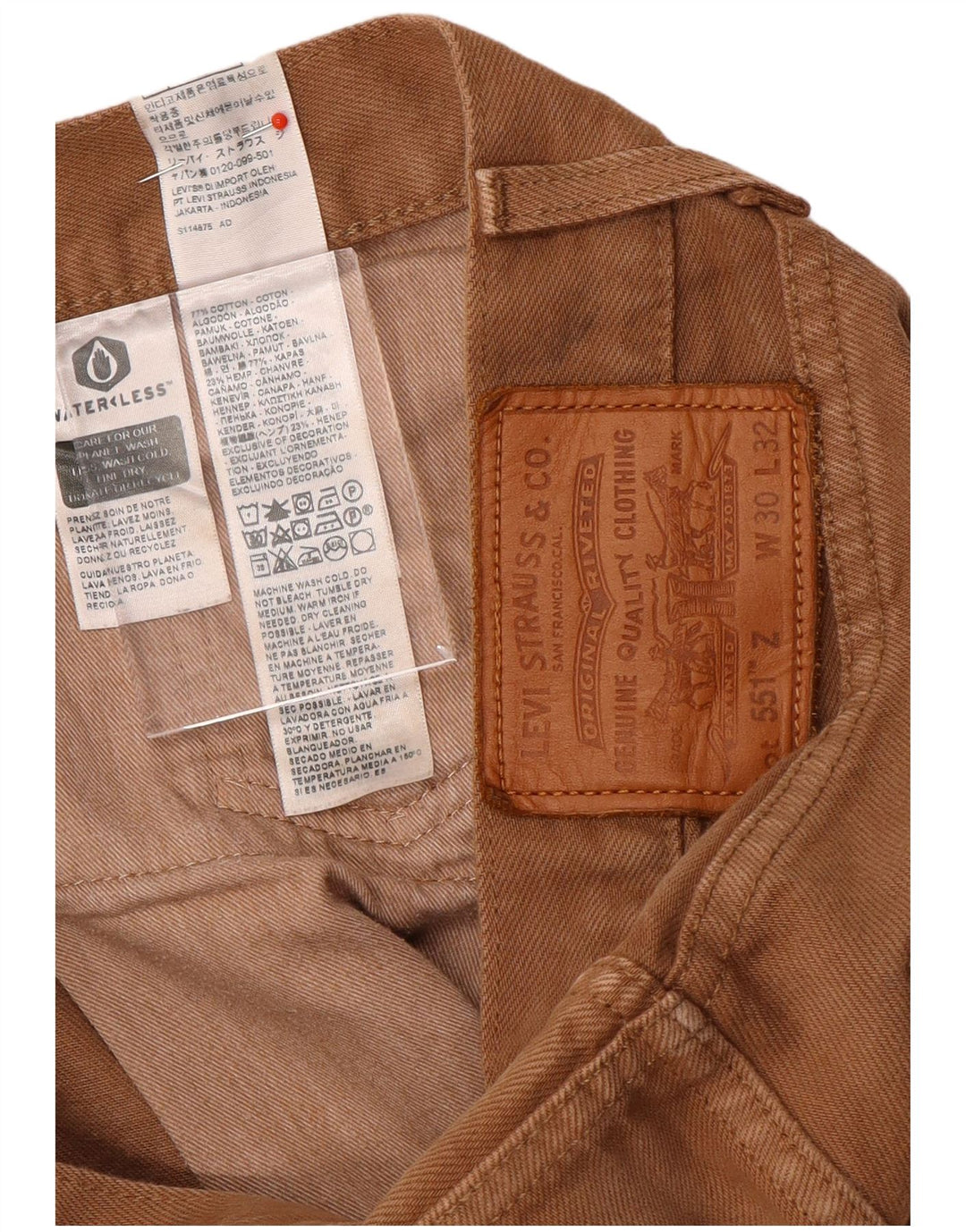 Levi's Herre 551 lige jeans W30 L32 brun bomuld