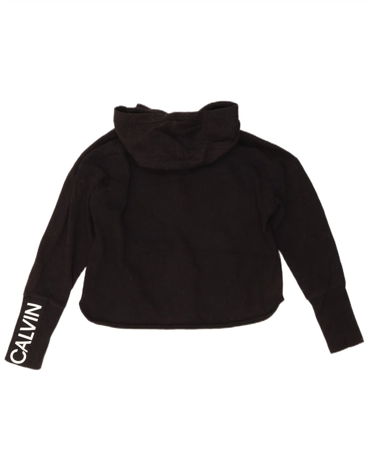 CALVIN KLEIN Dame Oversized grafisk hættetrøje Sweater med lynlås UK 10 Small Black
