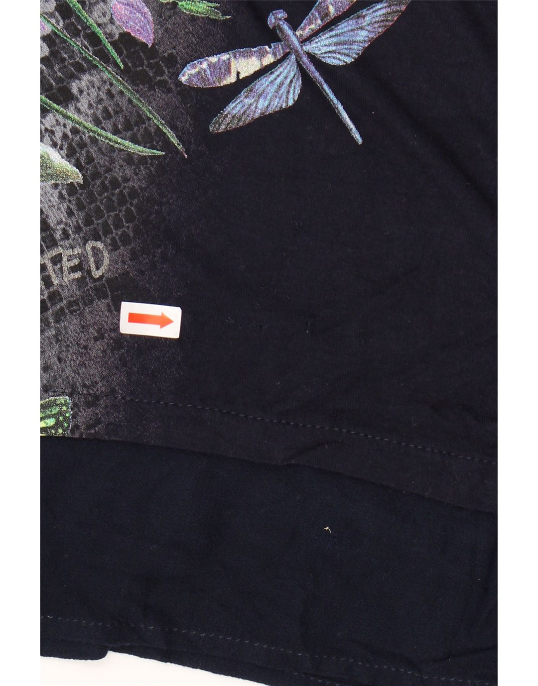 Desigual Dame Grafisk Tunika Top UK 14 Medium Navy Blue Floral