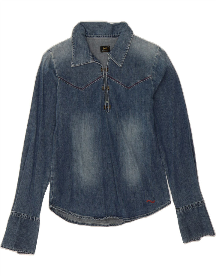 LEE Womens Pullover Denim Shirt UK 12 Medium Blue Cotton Vintage Lee and Second-Hand Lee from Messina Hembry 