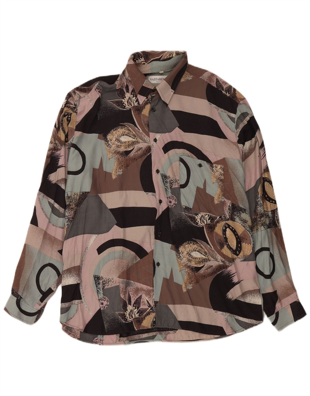 Nazzareno G. Herre abstrakt mønster skjorte XL flerfarvet viskose