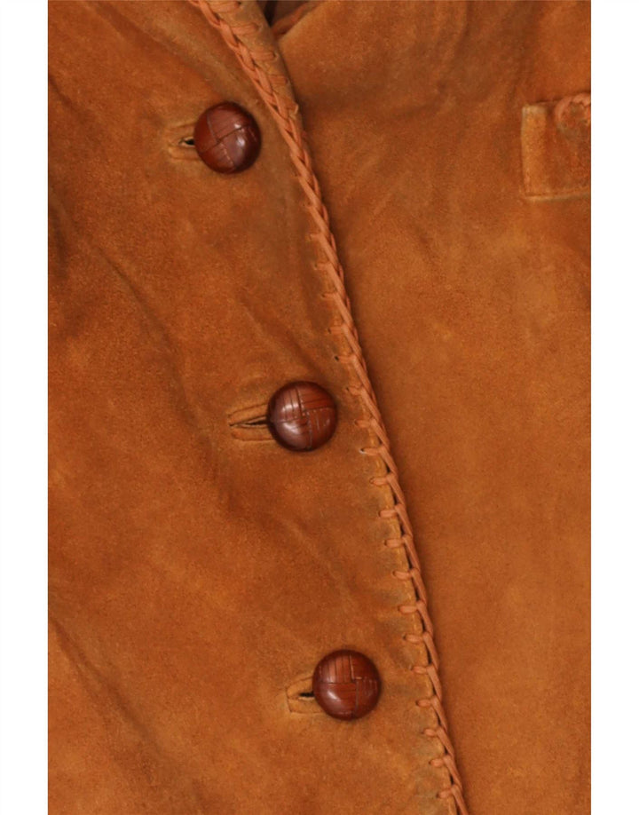 Vintage ruskindsfrakke til kvinder EU 44 XL beige læder