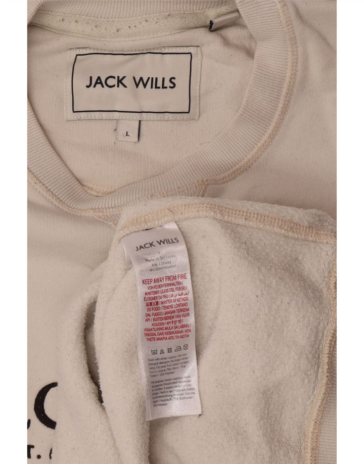 Jack Wills Herre Grafisk Sweatshirt Jumper Stor Hvid Bomuld