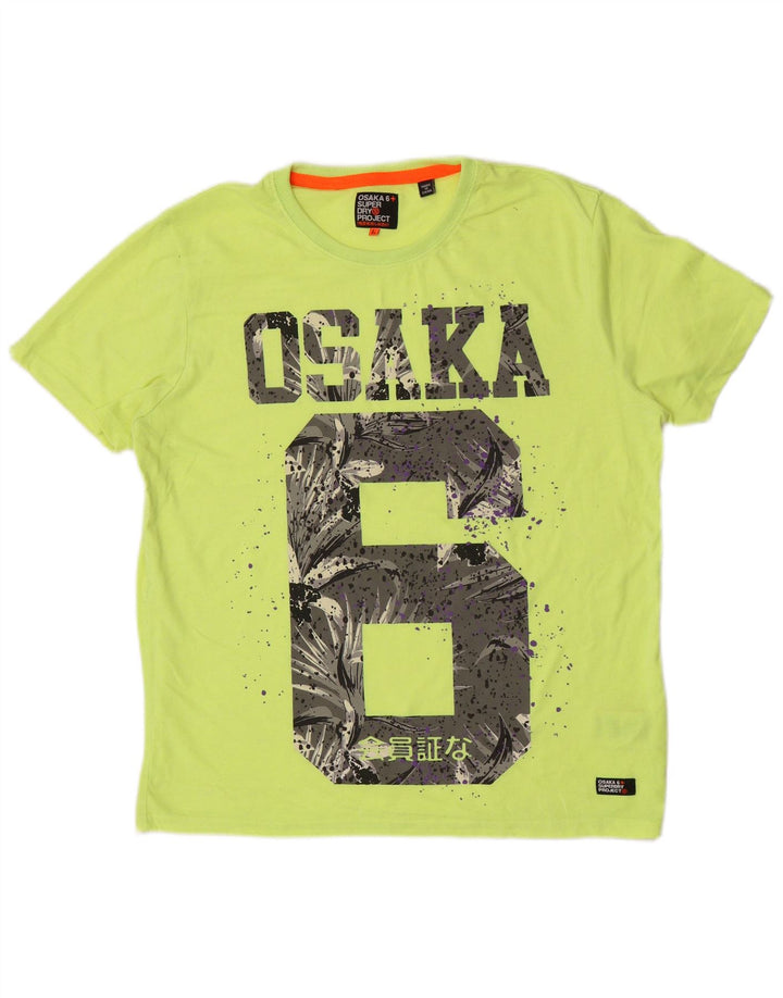 Superdry Herre Osaka Grafisk T-Shirt Top 2XL Grøn Polyester