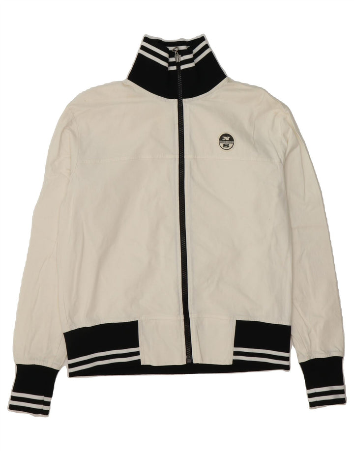 NORTH SAILS Womens Tracksuit Top Jacket UK 16 Large White Colourblock Vintage North Sails and Second-Hand North Sails from Messina Hembry 