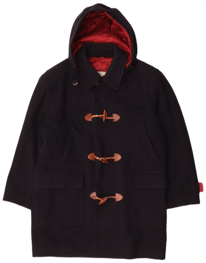 Vintage Herre Hooded Duffel Coat IT 52 XL Navy Blue Wool