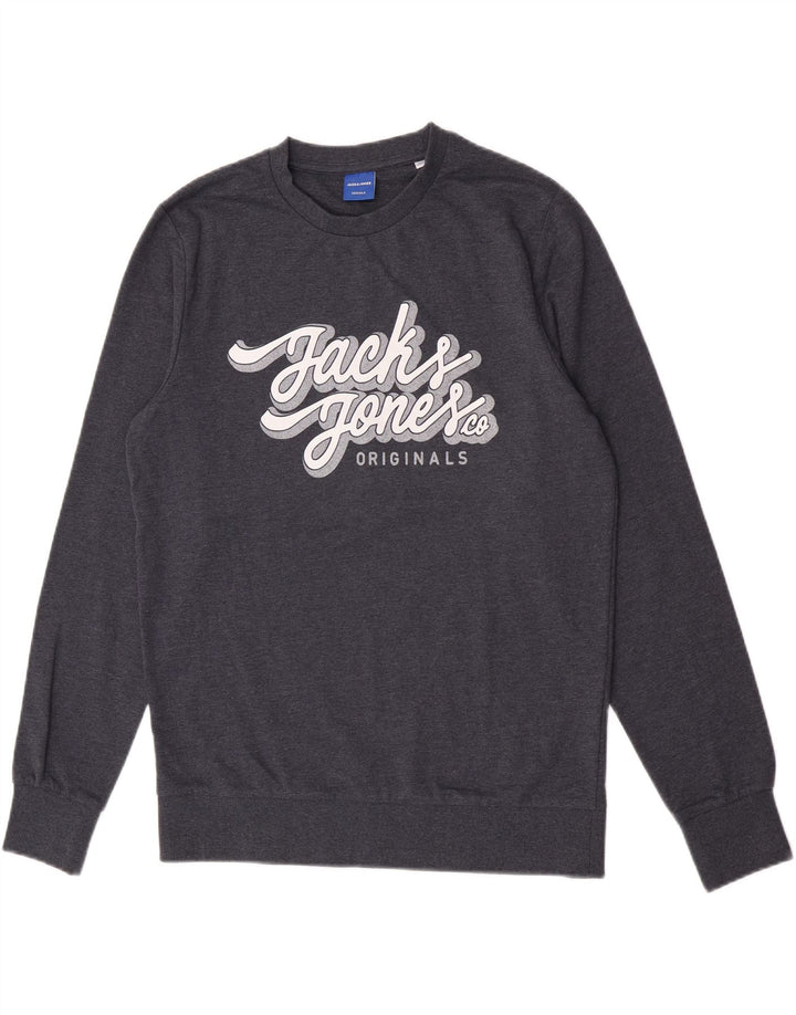 Jack & Jones Herre grafisk sweatshirt Jumper Medium Blue Flecked Bomuld