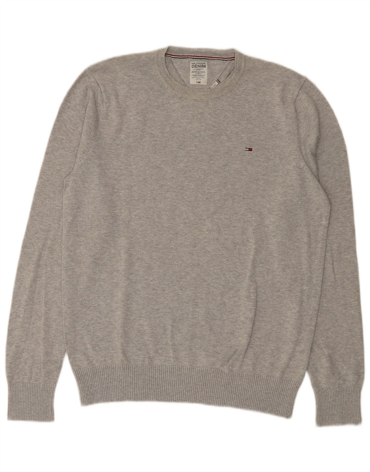 Tommy Hilfiger Herre Jumper Sweater med rund hals XL Grå Bomuld