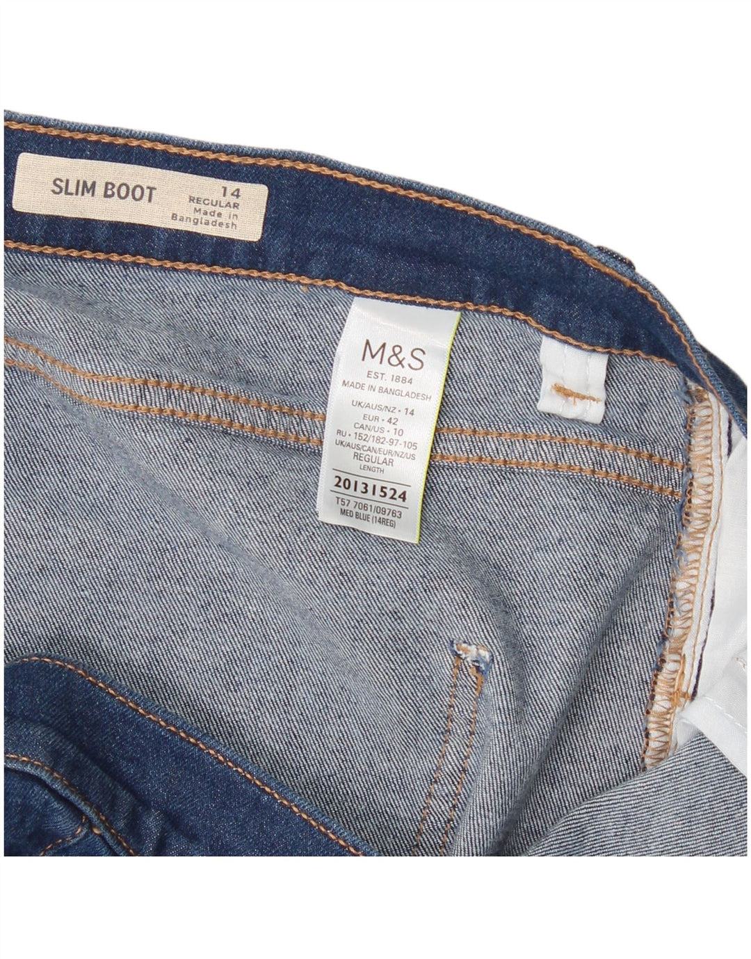 Marks & Spencer Dame Regular Slim Bootcut Jeans UK 14 Large W34 L30 Blue