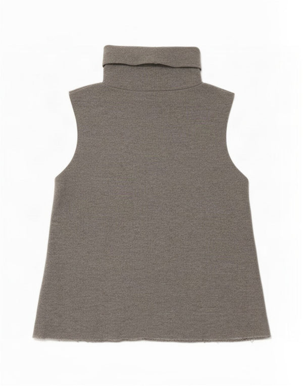 Zara Dame Roll Neck Vest Top UK 10 Small Grå Polyester