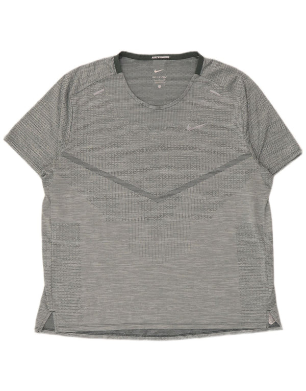 Nike Dame Dri Fit Running T-Shirt Top UK 18 XL Grå Polyester