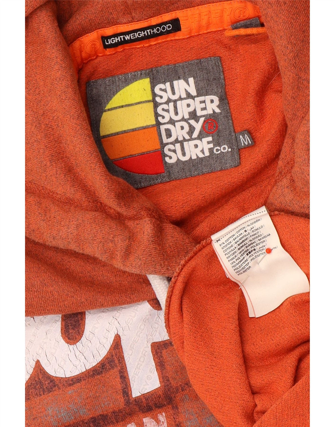 Superdry Grafisk hættetrøje til mænd, medium orange bomuld