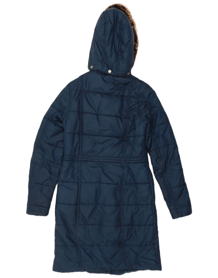 Barbour Dame Hætte Polstret Frakke UK 8 Small Navy Blue Polyester