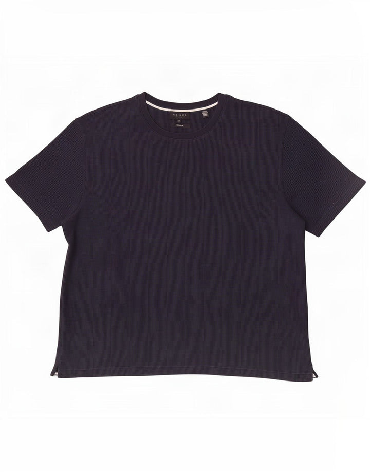 Ted Baker Herre Regular Fit T-Shirt Top Størrelse 5 XL Marineblå Bomuld