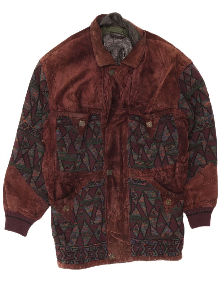 Torras Herre Ruskind Windbreaker Coat EU 56 3XL Brun Geometrisk