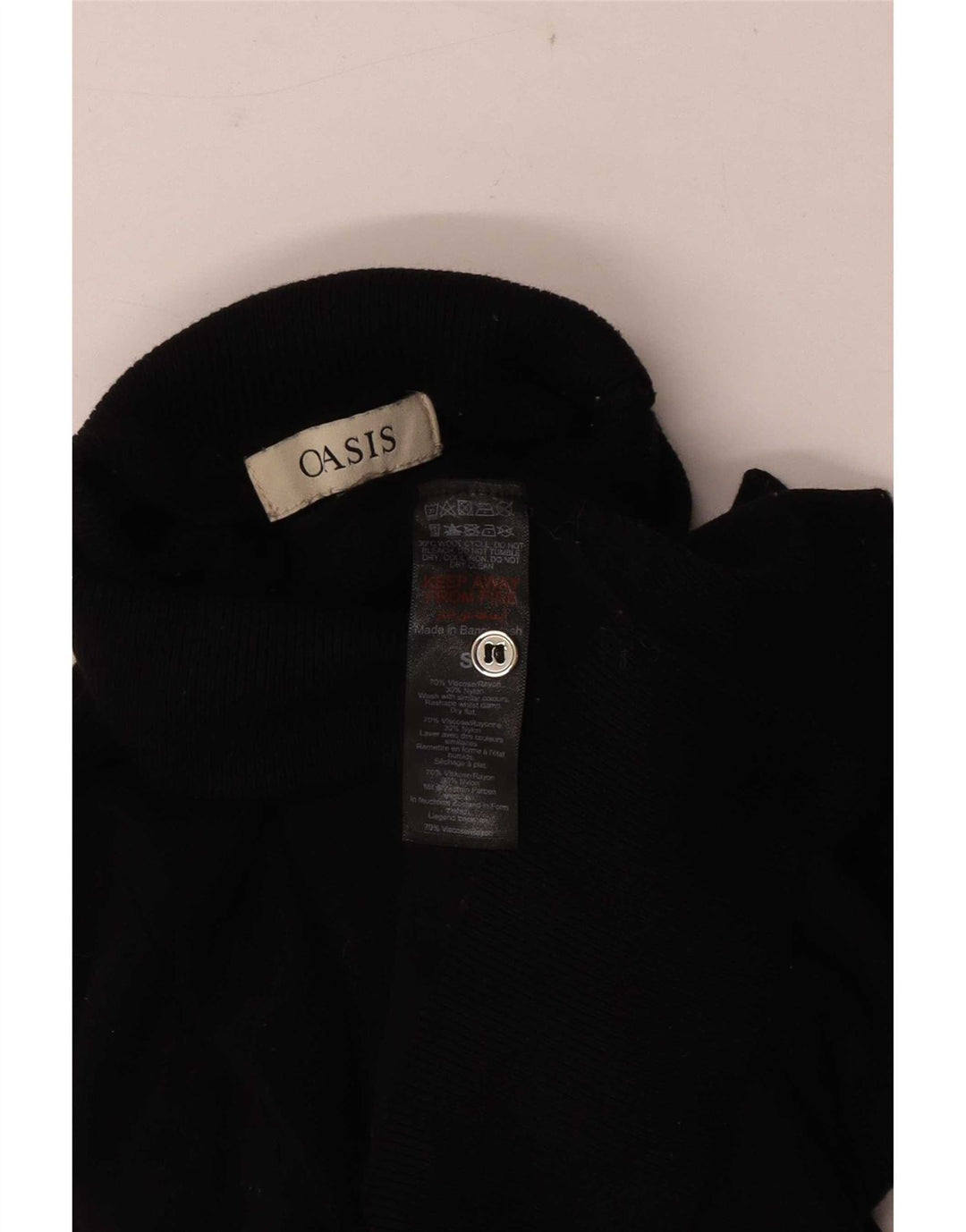 Oasis Dame Rullehals Sweater UK 10 Small Black Viscose