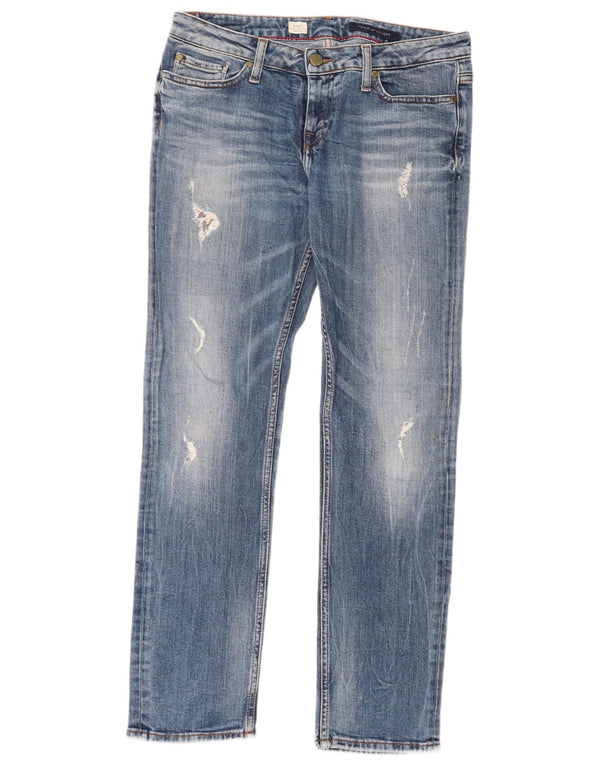 Tommy Hilfiger Dame Rome Distressed Straight Jeans W29 L30 Blå