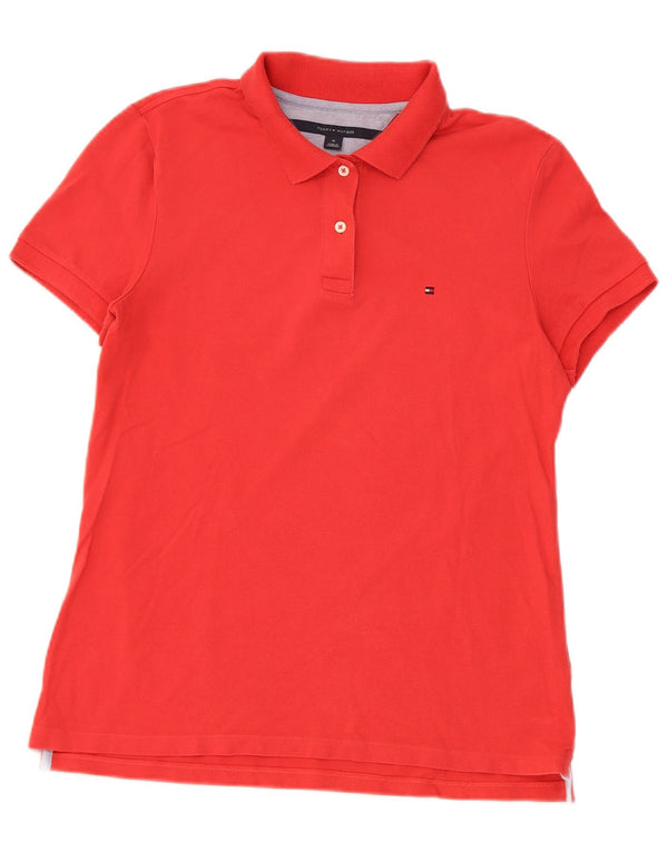 Tommy Hilfiger Dame Polo Shirt UK 12 Medium Rød Bomuld