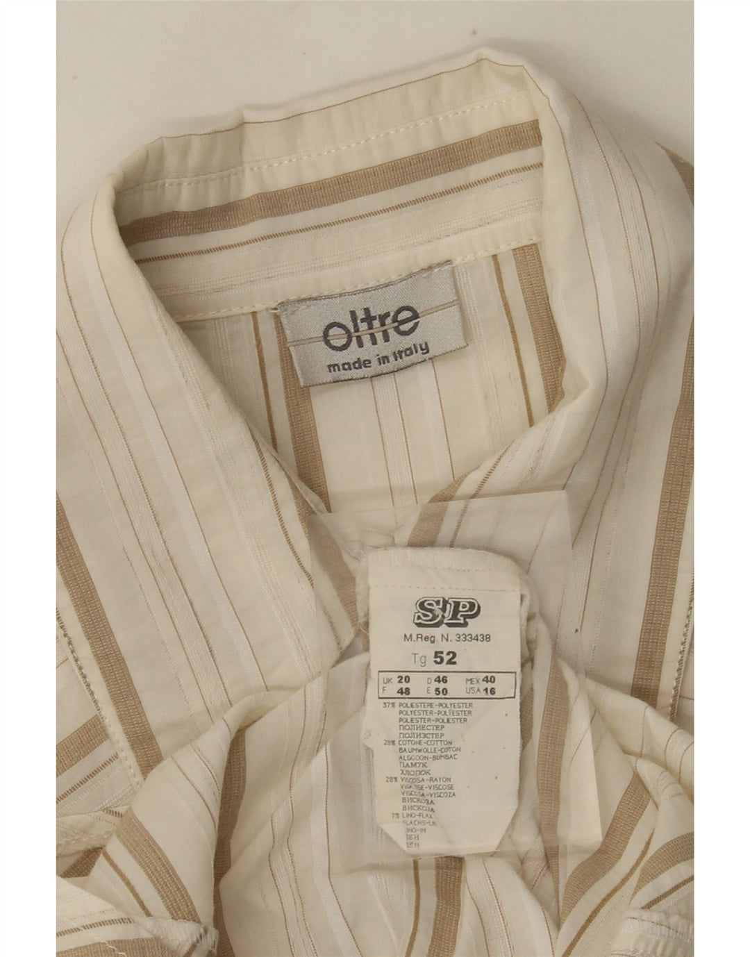 oltre Dame ærmeløs skjorte bluse UK 20 2XL Off White Chevron Polyester