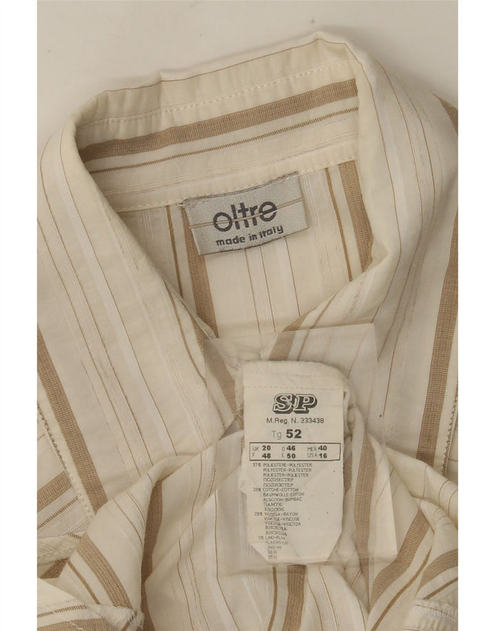 oltre Dame ærmeløs skjorte bluse UK 20 2XL Off White Chevron Polyester