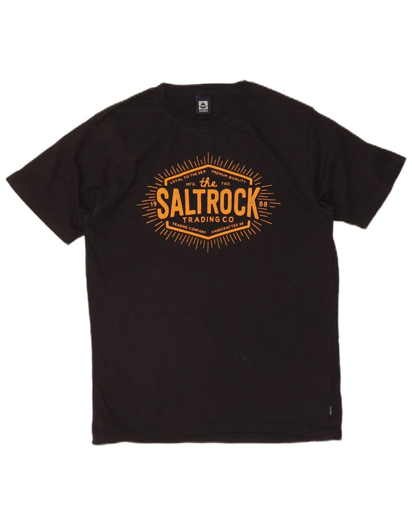 Saltrock Herre grafisk T-shirt Top Lille sort bomuld
