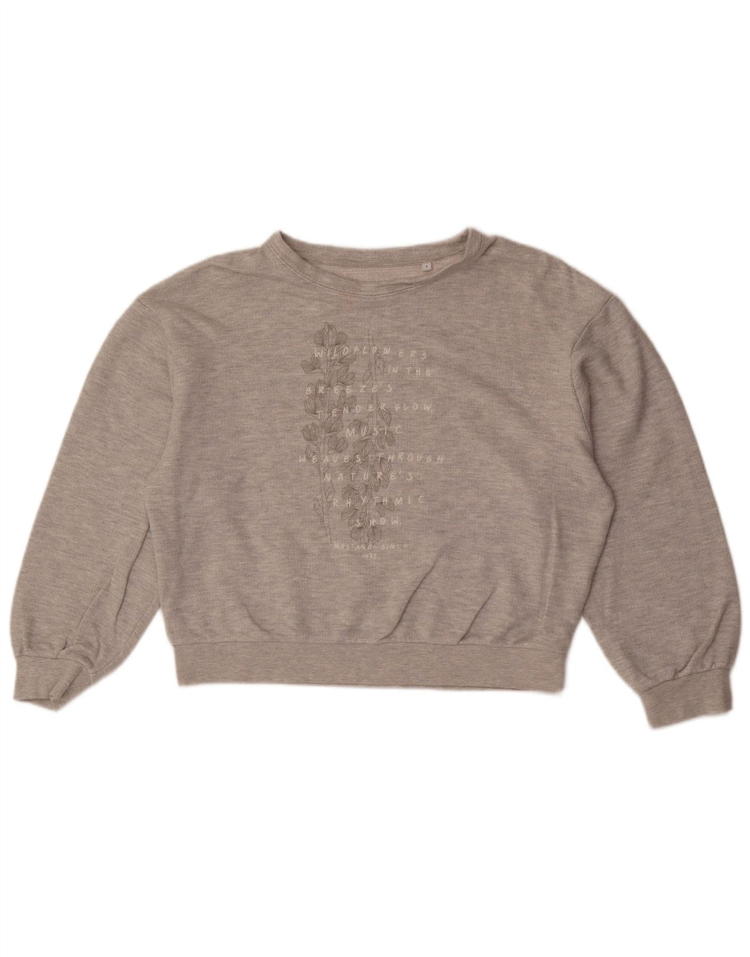 Mustang Dame Grafisk Oversized Sweatshirt Jumper UK 10 Lille Grå