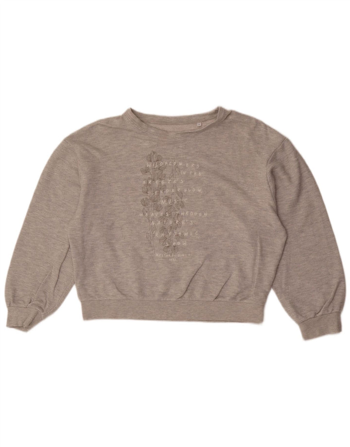 Mustang Dame Grafisk Oversized Sweatshirt Jumper UK 10 Lille Grå