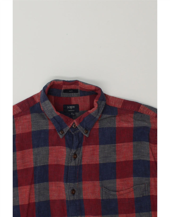 J. CREW Mens Slim Short Sleeve Shirt Medium Multicoloured Check Vintage J. Crew and Second-Hand J. Crew from Messina Hembry 