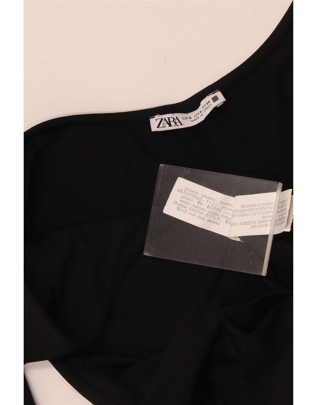 Zara Womens Crop Off Shoulder Top 3/4 ærme UK 8 Lille sort polyamid