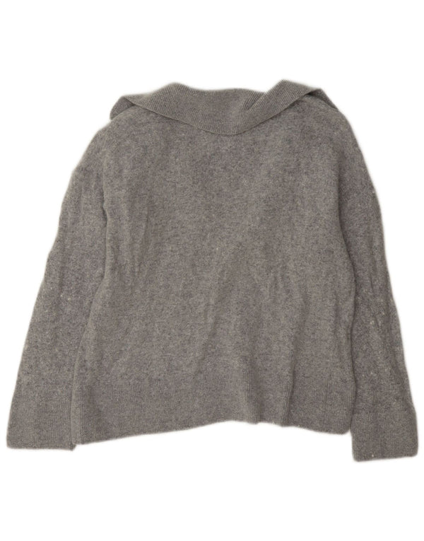 Massimo Dutti Dame Crop Polo Neck Jumper Sweater UK 10 Small Grey Viscose
