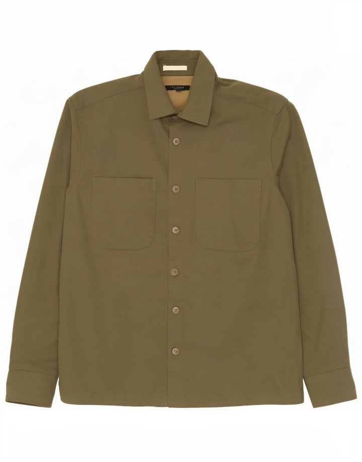 Ted Baker Herreskjorte str. 3 Medium Khaki Polyester