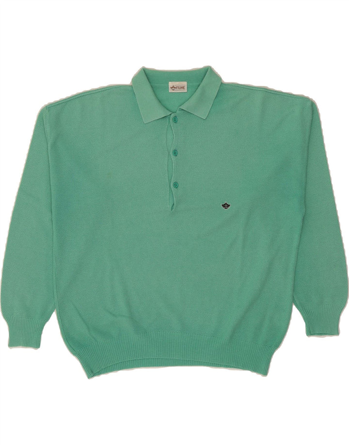 FIUME Mens Polo Neck Jumper Sweater Large Green Vintage Fiume and Second-Hand Fiume from Messina Hembry 